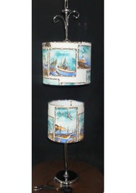 Resim Turkuaz Denizci Genç Çocuk Odası Avize Abajur Seti 