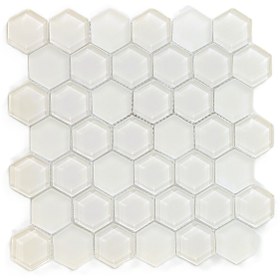 Resim MozaiKristaL Tüm yüzeyler için 48x6mm. Hegzagonal Sıcak Beyaz 30x30cm. Fileli Kristal Mozaik (1 m2 Fiyatıdır) 