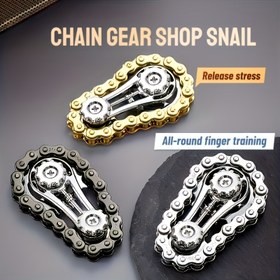 Resim 1 adet Dişli Jiroskopik Parmak Döndürücü, Havalı Fidget Spinner Metal Bisiklet Zinciri Oyuncak, Cep Boyu Yenilikçi Hediye Paketi Metal Bisiklet Zinciri Uçan Araba Oyuncak 