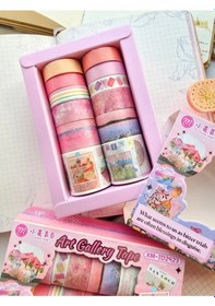 Resim Art Vintage Washi Tape Bant Yapışkanlı Maskeleme Kağıdı Desenli Bant 12'li - Pembe Van Gogh Tabloları 1 