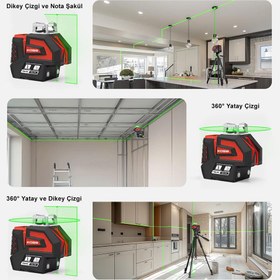 Resim KOBB KBL32G Profesyonel Li-ion Yatay 360° ve Dikey Otomatik Hizalamalı Yeşil Nokta Şakül ve Yeşil Çapraz Çizgi Lazer 
