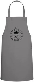 Resim Çatal & Bıçak Chef Özel Baskılı Chef Mutfak Önlüğü Gri 