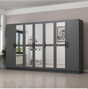 Resim Minar Mobilya Minar Kale 7 Kapaklı 5 Aynalı 2 Çekmeceli Gardırop Antrasit 
