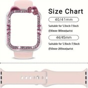 Resim Gateesat Kt Kedi Desenli 2'li İwatch Kılıf Seti, 41mm Seri 7/8/9 İçin Parlak Elmas Kaplama Ve Cam Ekran Koruyucu 