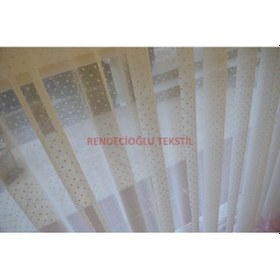 Resim Tül Perde Örme Kumaş Nokta Desen Krem 