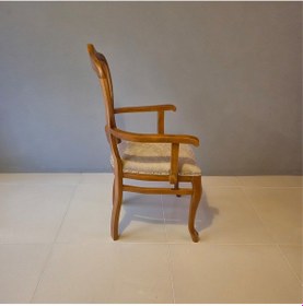 Resim Lilia - Kollu Ahşap Yemek Sandalyesi, Hazeranlı Klasik Sandalye, Masif Ahşap İskelet Kahverengi 