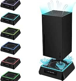 Resim Mcbazel Xbox serisi X fan, Xbox Series x standı, RGB ışıklı, ayarlanabilir soğutma fonksiyonu, LED gösterge, USB 3.0 / USB 2.0 bağlantı noktası, Xbox Series x için 