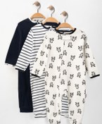 Resim Mıdırık Panda Çizgili Fermuarlı 3lü Tulum Set 9-12-18 Ay Uyku Tulumu Seti 