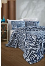 Resim Doğal Pike Baskılı Tek Kişilik Line Art Mavi Mavi 