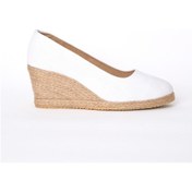 Resim Beyaz Keten Espadril Dolgu Topuk 