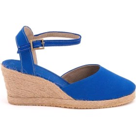 Resim Star Tombis Topuğu Açık Bilekten Bantlı Dolgu Topuk Keten Hasır Espadril 