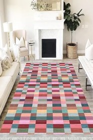 Resim Patchwork Westa Kaymaz Tabanlı Yıkanabilir Antibakteriyel Dijital Baskı Patchwork Halı Kilim, PW-8017A-WST-100X500 