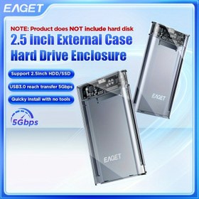 Resim EAGET 6.35cm Harici Sabit Disk Kılıfı USB 3.0 SATA III Sabit Disk Kılıfı 6.35 Cm SATA HDD SSD Max 6TB Desteği UASP (HDD SSD Yok) 