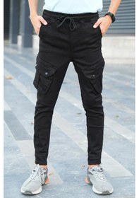 Resim Erkek Çocuk Kargo Cepli Kanvas Pantolon Pnt5131y Siyah 