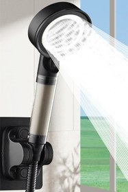 Resim KUSTAR 5 Fonksiyonlu Çelik Su Tasarruflu Filtreli Turbo Jet Duş Başlığı Siyah 