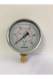 Resim Pakkens 0-25 Bar 100 Mm Alttan Bağlantılı Gliserinli Manometre G 1/2 Inç 