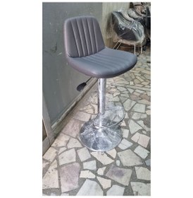 Resim Gri Deri Amortisörlü Mutfak Bar Tabureleri 