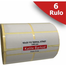 Resim Kalite Barkod 50x20 Yanyana 2'li Termal Etiket | 6 Rulo Barkod Etiketi 