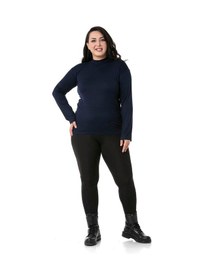 Resim Disentis Büyük Beden Yarım Balıkçı Uzun Kollu Viskon Lacivert Body Lacivert 