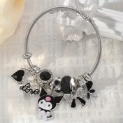 Resim Sanrio Kuromi Ayarlanabilir Anime Bileklik - Fiyonk/Kalp Süsleri ile Parıldayan Alaşım Takılar (Genç Kızlar için 4 Stil, Kawaii Emaye Hediye Koleksiyonu) 