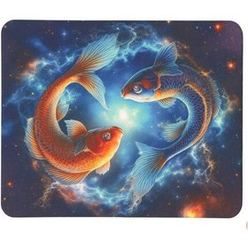 Resim Balık Burcu Desenli Tip Kaymaz Taban Optik Bilgisayar Notebook Burçlar Mouse Pad Mauspad 17x 21 Cm 