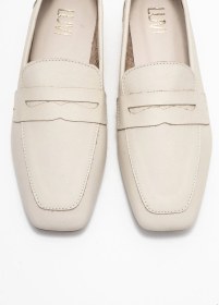 Resim Luvishoes Luvi Shoes Morne Ekru Bej Cilt Hakiki Deri Kadın Loafer Ayakkabı Bej - Ekru 