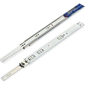 Resim Teleskopik Bilyalı Ray Geniş 43 Mm Frenli 43 Mm X 30 Cm Çekmece Rayları Gri 