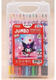 Resim 12 Li Jumbo Kuru Boya Kalemi Plastik Kutu 1 Paket Fatih Kuromi Figürlü Kalın 12 Renk Kuruboya Tam Boy Renkli Kalem Çok Renkli 