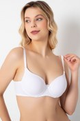 Resim Anıl Dolgulu Sütyen Kadın Beyaz Push Up Balenli Süngerli Günlük Sporcu Kullanım Destekli Basic Bra 