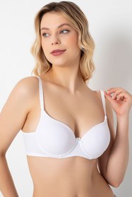 Resim Anıl Dolgulu Sütyen Kadın Beyaz Push Up Balenli Süngerli Günlük Sporcu Kullanım Destekli Basic Bra 