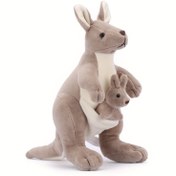 Resim Sevimli Simülasyon Kanguru Peluş Oyuncaklar Yumuşak Dolgulu Hayvanlar Peluş Oyuncak Komik Anne Kanguru ve Bebek Kanguru Peluş Bebek Tatil ve Doğum Günü Hediyeleri Kızlar ve Erkekler İçin 