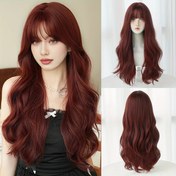 Resim 1pc 7JHH WIGS Şık Loose Dalgalı Kadın Peruk, Isıya Dayanıklı Sentetik Saç, Yüksek Yoğunluk 150% Gül Ağı File, Kahverengi ile Maçka, 65.99 cm, Günlük ve Parti Kullanımı İçin 