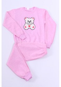 Resim Kız Çocuk Eşofman Takımı Ayıcık Baskılı Ribanalı E14 Pembe 
