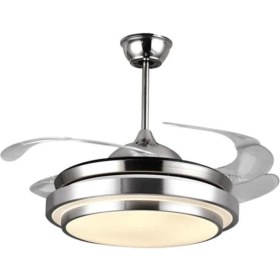 Resim END Kumandalı Aydınlatmalı Tavan Vantilatörü Gümüş Renk 4 Kanatlı Modern Tasarım 