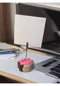 Resim Bej Kahve Pembe Sevimli Kedi Patisi Fotoğraf Not Tutacak Pati Ofis Masası Hediyelik Bej Kahve Pembe 