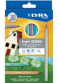 Resim Lyra Super Ferby Metalik Maxi Üçgen Kuru Boya 12 Renk 