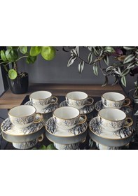 Resim Konyax 12 Parçalık Çay Fincanı Sarı Kar Çok Renkli 