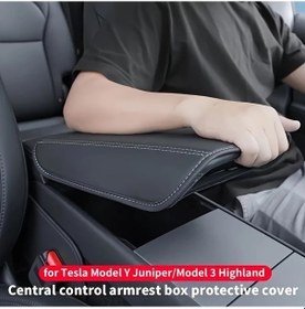 Resim Honeybeeshop Tesla Model Y 3 Yenilenmiş Merkez Konsol Kolçak Kılıfı Siyah Model 3 Y İçin Çizilmeye Dayanıklı Dayanıklı Malzeme Tasarım- 