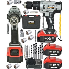 Resim Tekno Trust 58 Wat 5 Ah 13 mm Çelik Madren Metal Şanzıman Dev Matkap Akülü Vidalama 