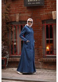 Resim Neways 6463-denim Kapşonlu Tensel Ferace Koyu Mavi Koyu Mavi 