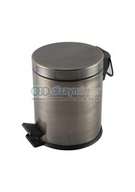 Resim Antik Sarı Bronz Kaplama 5 Lt Pedallı Çöp Kovası 