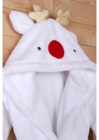 Resim Baveno %100 Polyester Beyaz Çocuk Kapüşonlu Sabahlık Bornoz Ev Giyim 