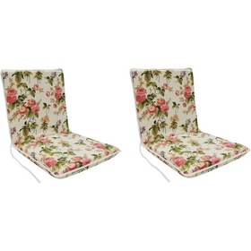 Resim Sandalye Minderi Arkalıklı Lastikli Süngerli-2 Adet(Ingiliz Gülü) (521013473) 