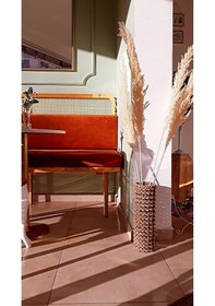 Resim Dilay Home Design Dekoratif Metal Tel Hasır Örgülü Tasarım El Yapımı Çiçek Pampas Vazosu 40 cm 