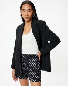 Resim Koton Puantiyeli Mini Şort Yüksek Bel Slim Fit Siyah Desenli 4sak40313uw Siyah 