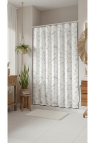 Resim Jackline Banyo Duş Perdesi Mermer Desenli Duş Perde Su Geçirmez Banyo Perdeleri Polyester Kumaş Duş Perdesi 