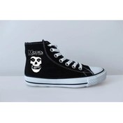 Resim Aesthia Misfits Skull Baskı Siyah Kanvas Ayakkabı 