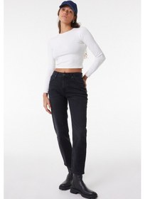 Resim Lee Carol Regular Fit Normal Kesim Yüksek Bel Düz Paça Antrasit Kadın Esnek Jean Denim Kot Pantolon L30U01758 Antrasit 