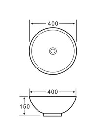 Resim Eva Banyo Lena E-5005R Tezgah Üstü Porselen Lavabo 