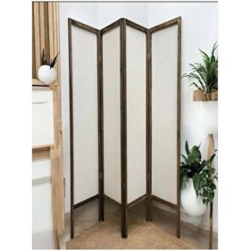 Resim Meditroia Ahşap Malzemeden Üretilmiş 4 Kanatlı Paravan Seperatör 200 cm Genişlik 160 cm Yükseklik 